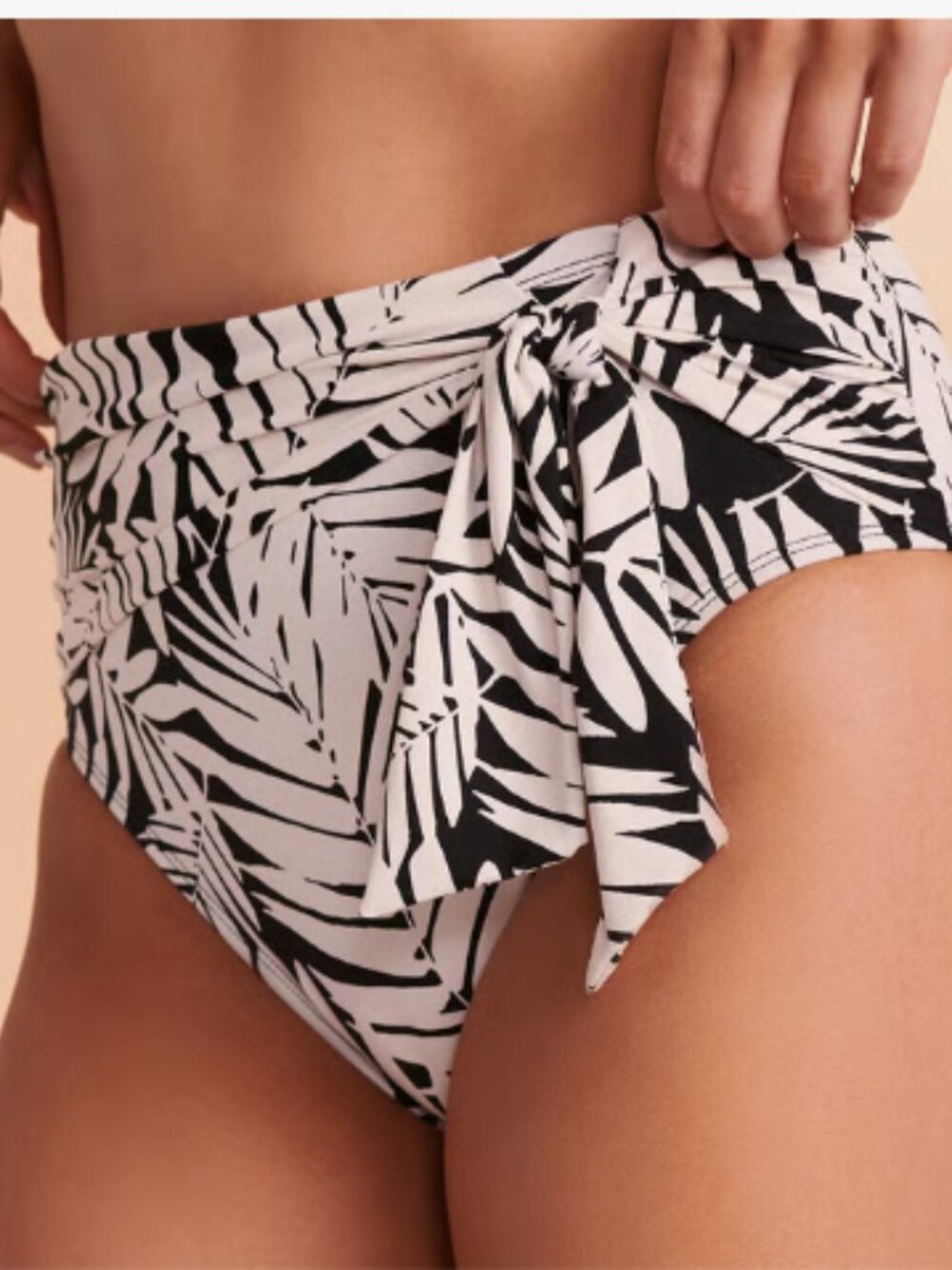 BLEU Rod Beattie Urban Oasis Draped High Waist Bikini Bottom Black White 6 - Picture 3 of 3